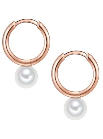 Valero Pearls Creolen Sterling Silber Süßwasser-Zuchtperle in roségold