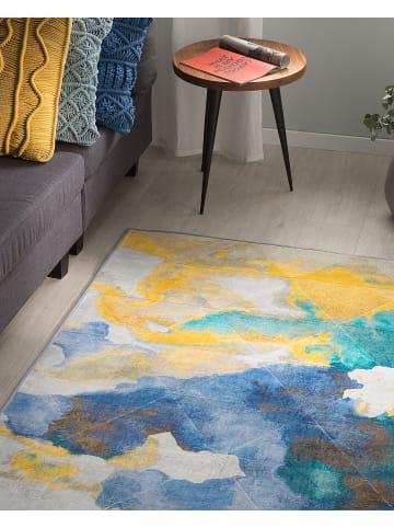 Beliani Kurzflor CEYHAN in Bunt/Weiß/Blau - (W) 160 x (H) 0.5 x (L) 230 cm