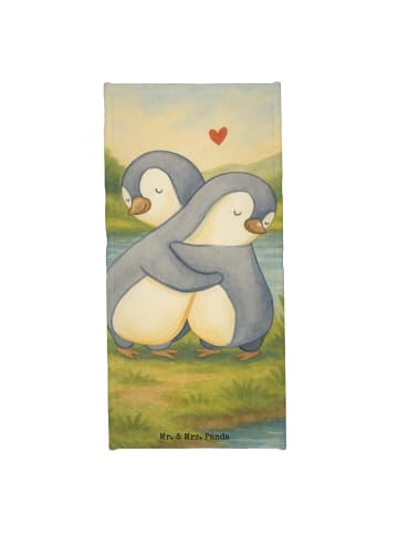 Mr. & Mrs. Panda Badehandtuch Pinguine Kuscheln Design ohne Spruch in Grau Pastell