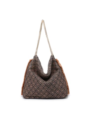 KASSANDRA Schultertasche in BLACK + BROWN