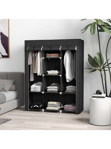 HOMCOM Stoffschrank-125L x 43B x 162,5H cm-Schwarz