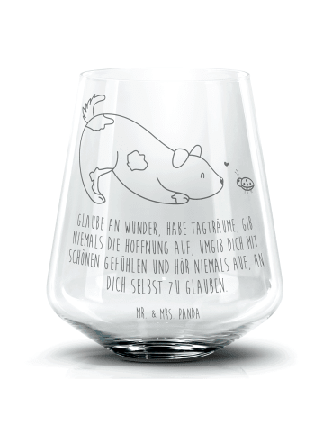 Mr. & Mrs. Panda Blümchentail Glas Hund Marienkäfer mit Spruch in Transparent