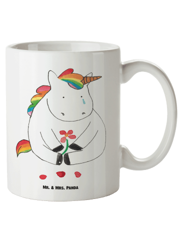 Mr. & Mrs. Panda steingut tasse Einhorn Traurig ohne Spruch in Weiß