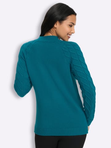 Sieh an! Langarm-Pullover in aquapetrol