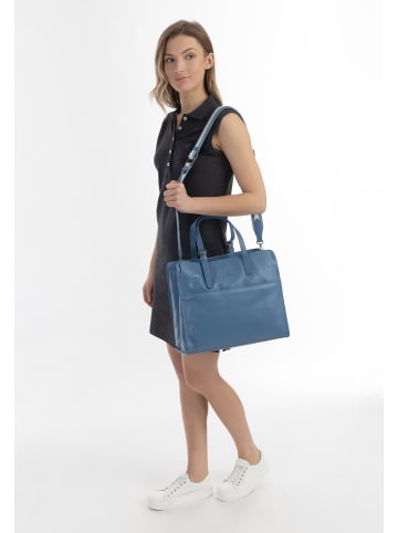 DreiMaster Maritim Shopper Bag Aus Leder in Dunkelblau