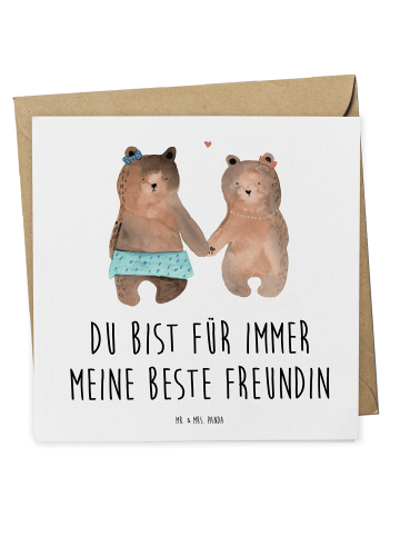 Mr. & Mrs. Panda Einladungskarte Bär Freundin mit Spruch in Weiß