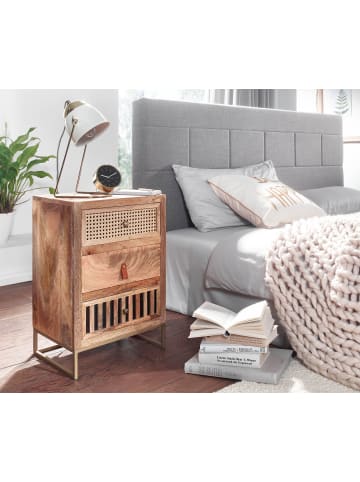 FineBuy Nachttisch in Braun / Mango / 40x30x60
