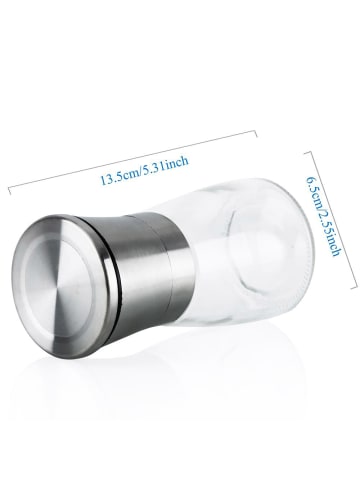 Intirilife 2er Set Gewürzmühle in SILBER TRANSPARENT