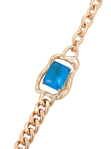 faina Women Crystal-Studded Chain Link Bracelet in Rose Gold Turquoise
