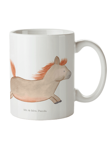 Mr. & Mrs. Panda Kaffeebecher Pferd Springen ohne Spruch in Weiß