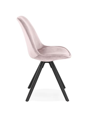 KADIMA DESIGN Esszimmerstuhl Samt Holzbeine, Retrostuhl, Gepolsterter Stuhl in Rosa-Schwarz
