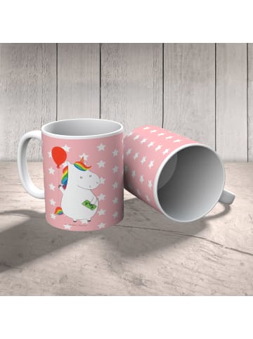 Mr. & Mrs. Panda Mehrwegbecher Einhorn Luftballon ohne Spruch in Rot Pastell