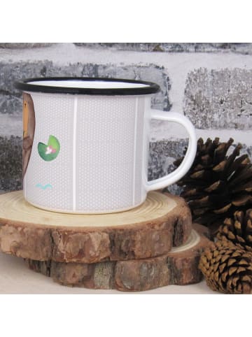 Mr. & Mrs. Panda Emaille Tasse Otter Seerose mit Spruch in Grau Pastell