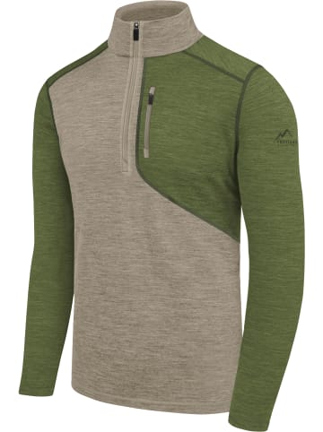 Normani Outdoor Sports Herren Merino Langarm mit 1/4 Zipper Mildura in Khaki
