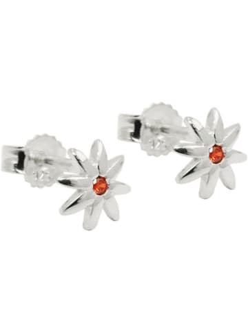 Gallay Ohrstecker Ohrring 6mm Blume glänzend mit Zirkonia rot-orange Silber 925 in silber