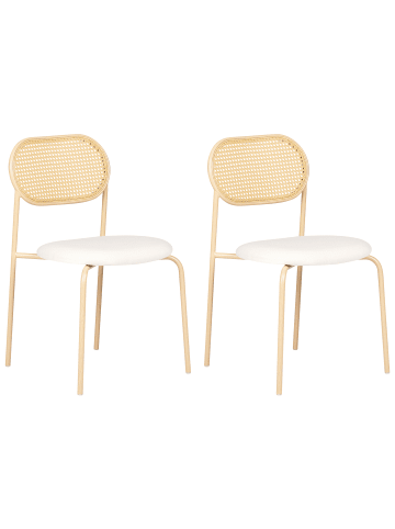 Beliani 2er-Set Esszimmerstuhl ADAVER in Heller Holzfarbton/Beige