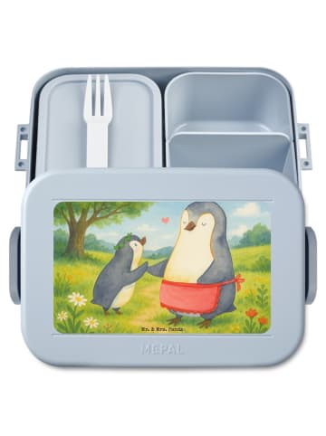 Mr. & Mrs. Panda Bento Box Pinguin mit Kind Design ohne Spruch in Blau Pastell