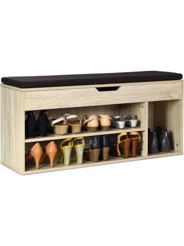 COSTWAY Schuhbank mit Sitzfläche in Hellbraun