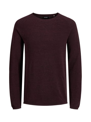 Jack & Jones Rundhals Strickpullover Langarm Sweater aus Baumwolle JJEHILL in Weinrot