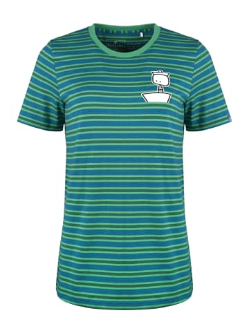 elkline Streifen T-Shirt Seegang in blue coral - trekking green