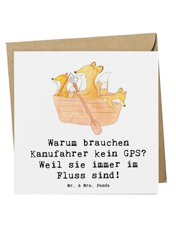 Mr. & Mrs. Panda Grußkarte Kanu Lebensweg mit Spruch in Weiß