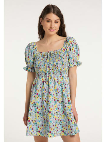 myMo Damen Sommerkleid in Hellblau Mehrfarbig