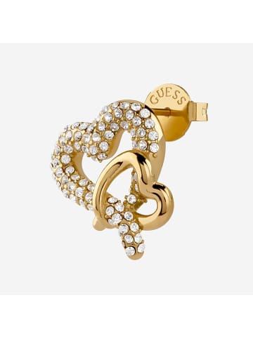 Guess Damen-Ohrringe Pavé Herz Ohrstecker Goldfarben