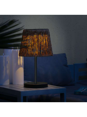 MARELIDA LED Solar Tischleuchte in Rattan-Optik Korboptik Tischlampe H: 48cm