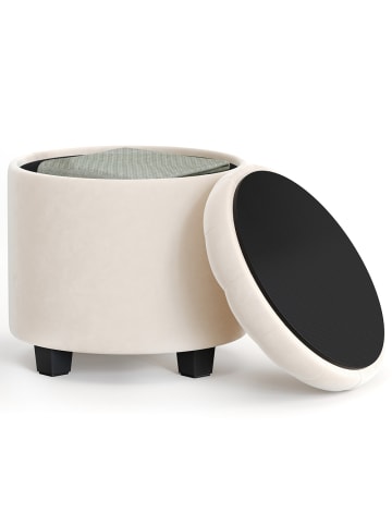 SONGMICS Sitzhocker Maceo in Cremeweiß - (B)45 x (H)44.5 x (T)45 cm
