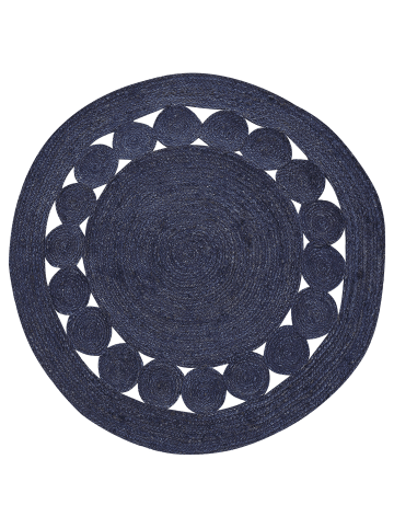 Beliani Geflochtener Teppich KOYUNLU in Blau - (W) 120 x (L) 120 cm