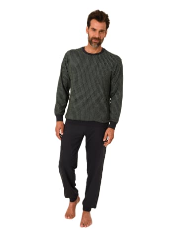 NORMANN Langarm Schlafanzug Pyjama Bündchen print 125 101 90 511 in dunkelgrau