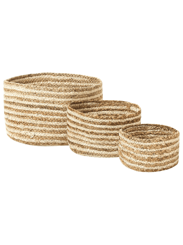 Beliani 3er-Set Bad-Kleinaufbewahrung KAHU in Naturfarben/Beige