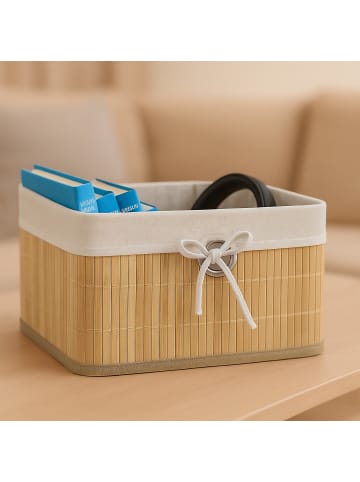 relaxdays 4 x Aufbewahrungskorb in Natur/ Weiß - (B)31 x (H)20 x (T)31 cm