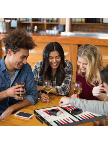 relaxdays Backgammon Koffer in Schwarz