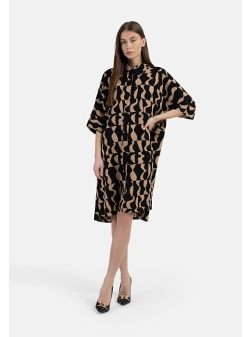 DreiMaster Damen Hemdkleid in Schwarz Hellbraun