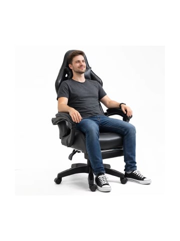 Wisam® Gaming Stuhl Drehbar Fußstütze Schwarz