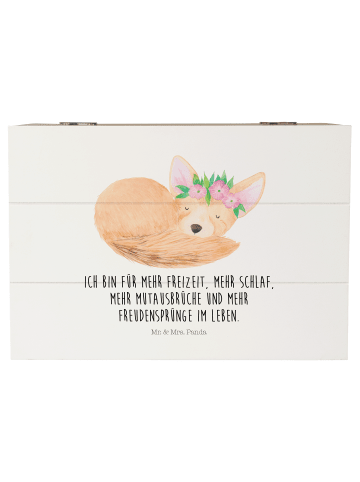 Mr. & Mrs. Panda Truhe Wüstenfuchs Blumen mit Spruch in Weiß