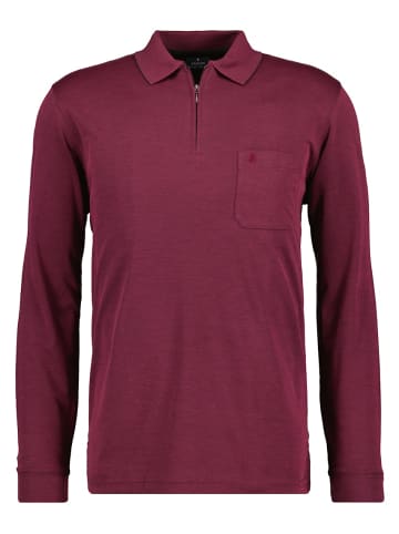 Ragman Softknit-Poloshirt Langarm mit Zip in Rot