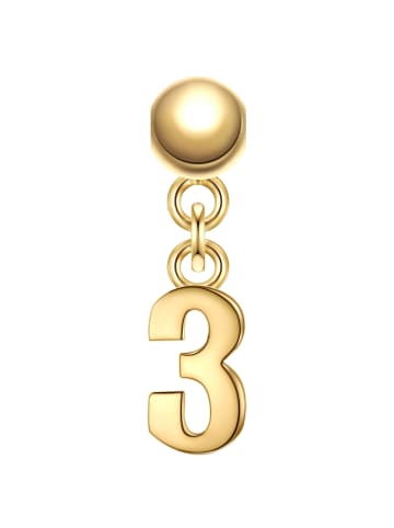 Glanzstücke München Charm Ziffer 3 aus Sterling Silber in gelbgold