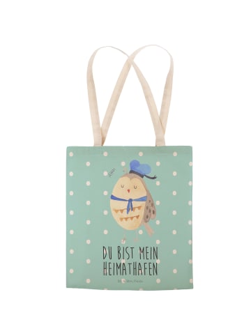 Mr. & Mrs. Panda Tote Bag Eule Matrose mit Spruch in Türkis Pastell