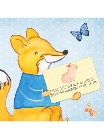 Mr. & Mrs. Panda Schild Capybara Blume mit Spruch in Gelb Pastell