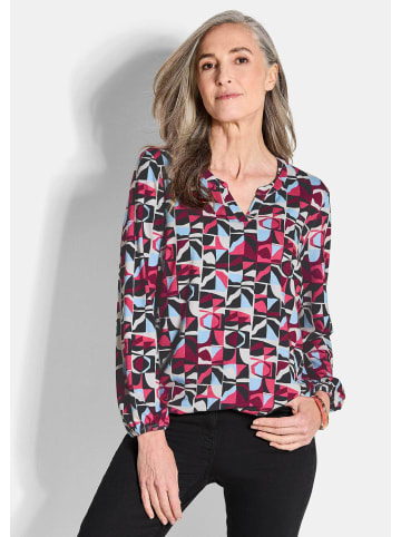 GOLDNER Kurzgröße:  Blusenshirt Druckshirt aus Viskose mit Rundhals in pink / gemustert