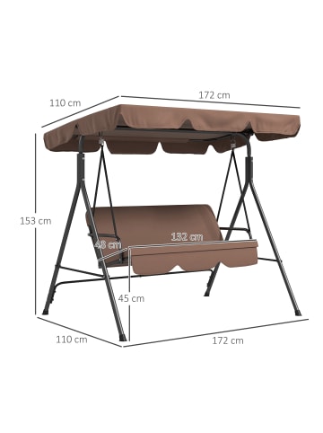 Outsunny Hollywoodschaukel 172L x 110B x 153H cm Braun