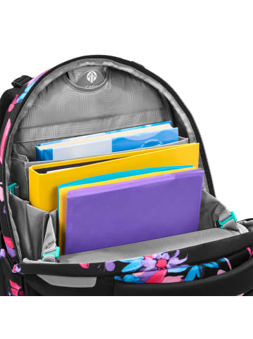 Coocazoo Schulrucksack-Set PORTER "Floral Artnight" 2-tlg. in Schwarz