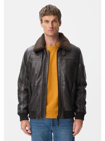 Camel Active Pilotenjacke im Wash Look mit abnehmbaren Teddykragen in Asphalt