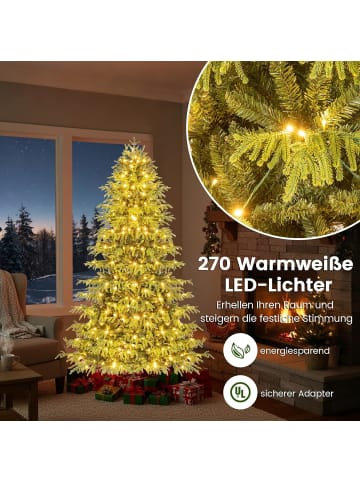 COSTWAY 180 cm Künstlicher Weihnachtsbaum mit Beleuchtung in Grün