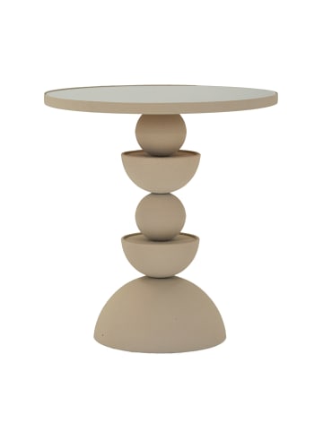 Mauro Ferretti Couchtisch aus cremefarbenem Metall mit Spiegel, ø 40,5 x 42 cm