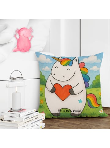Mr. & Mrs. Panda Dekokissen Einhorn Herz Design ohne Spruch in Weiß