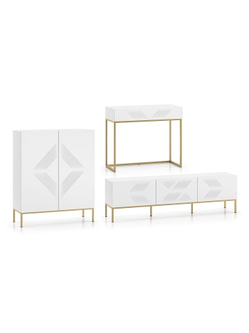 Feldmann-Wohnen Wohnzimmer-Set 3-teilig Clearing weiß / gold 362 / 40 / 120cm