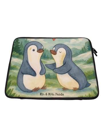 Mr. & Mrs. Panda Notebook Tasche Pinguine trösten Design ohne Sp... in Weiß